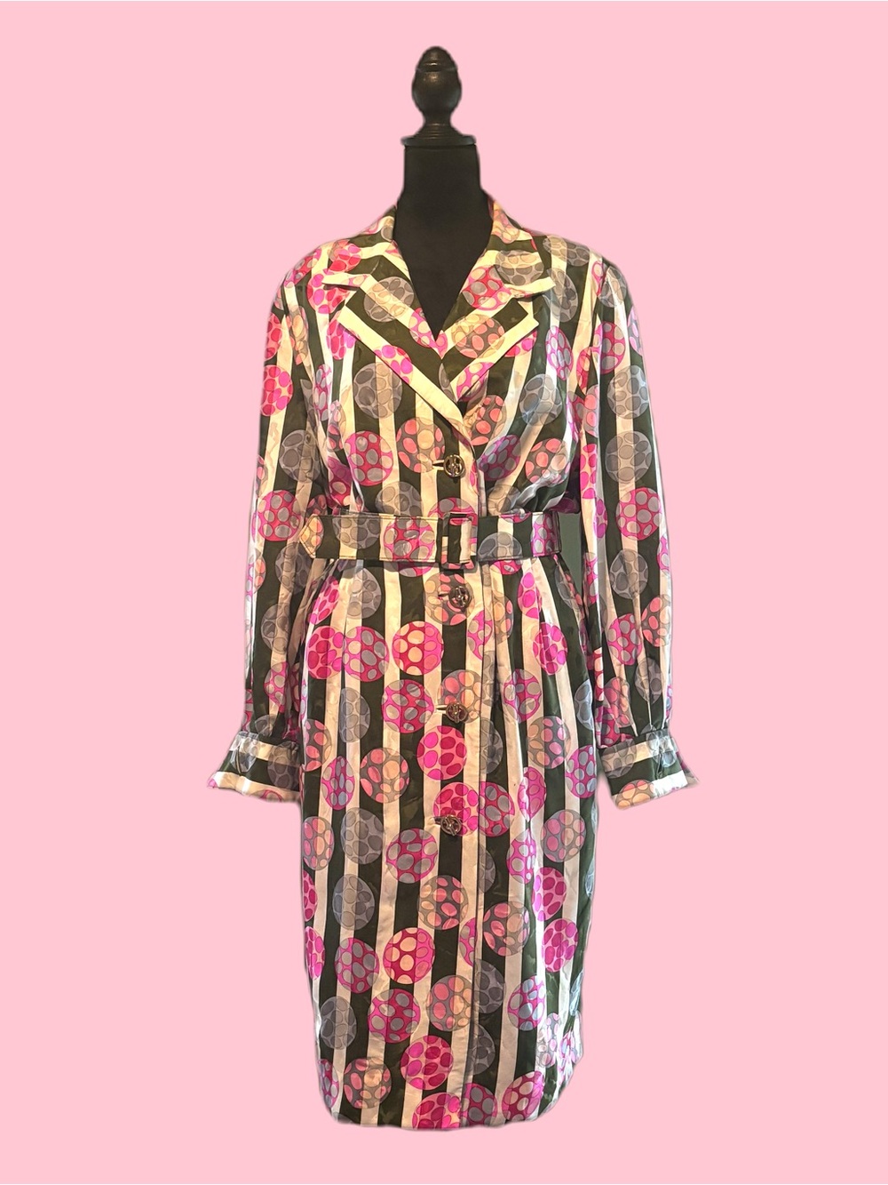 NWOT, Never Worn Vintage Adele Simpson Long Sleeve Belted MIDI Dress Size US 10